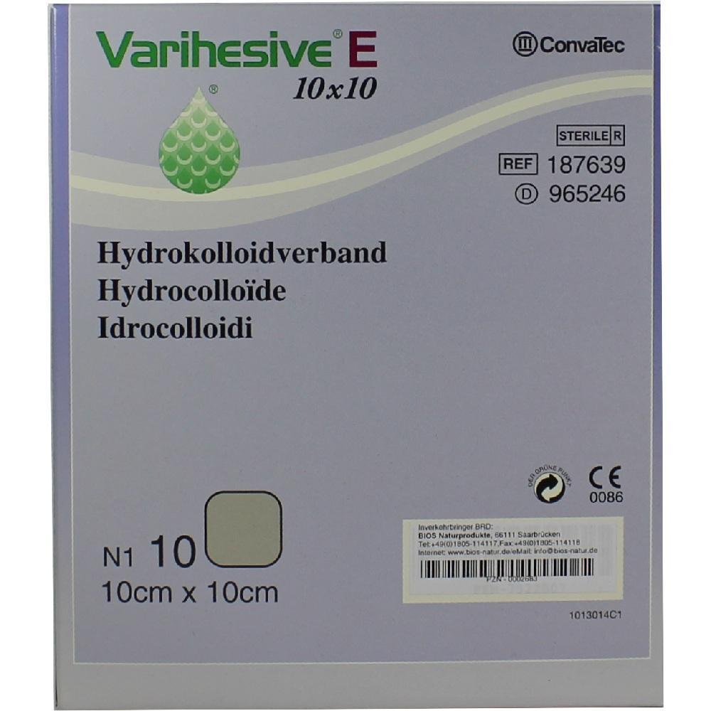 Verpackung eines Hydrokolloidverbandes mit der Gr&ouml;&szlig;e 10 cm x 10 cm.