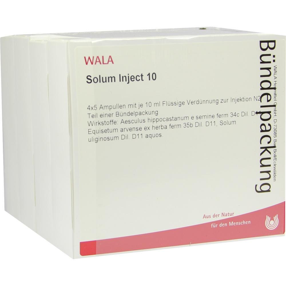 Eine Verpackung von WALA Solum Inject 10 mit Ampullen zur Injektion.