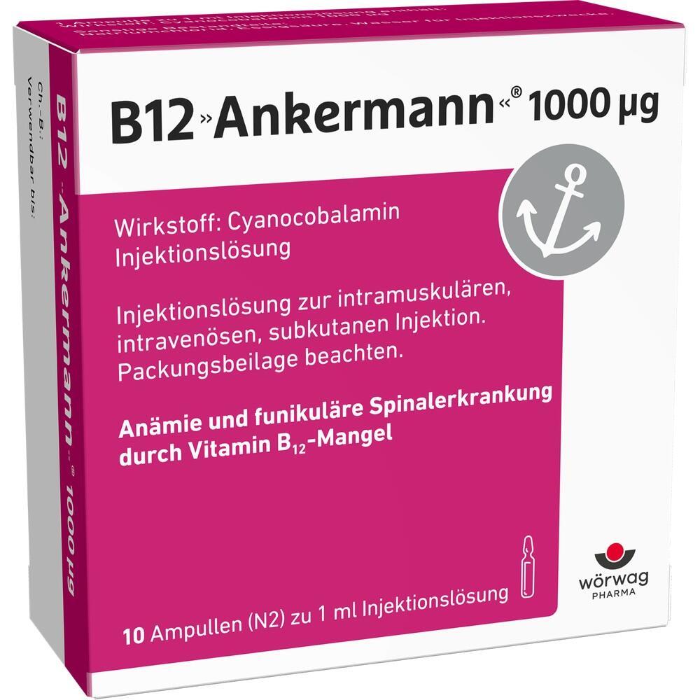 Wei&szlig;e Schachtel mit Vitamin B12-Injektionstext in pink.