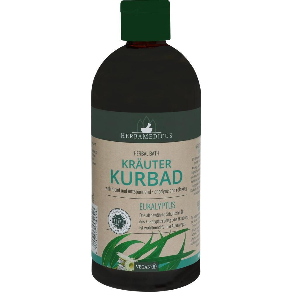 Flasche mit Kräuterbad, Eukalyptusduft, wohltuend und entspannend.