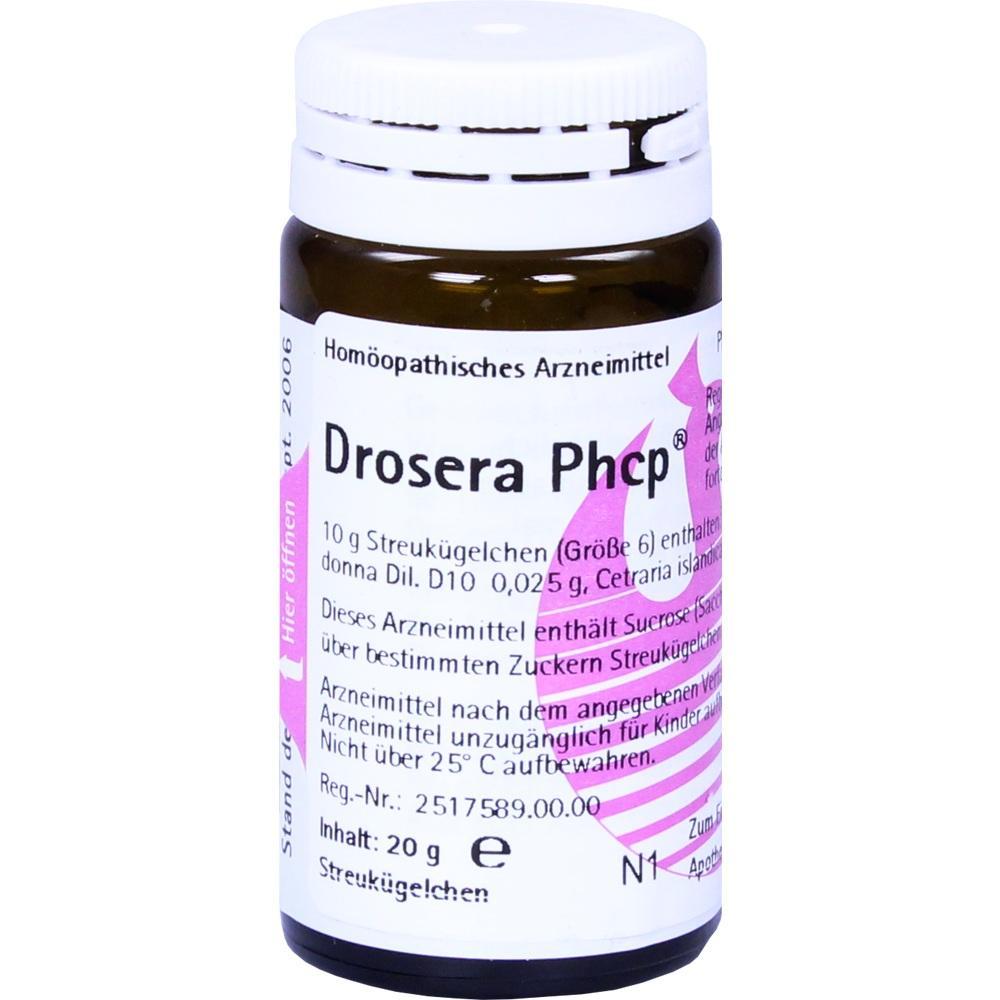Braunes Glasfl&auml;schchen mit der Aufschrift "Drosera Phcp" f&uuml;r hom&ouml;opathische K&uuml;gelchen.