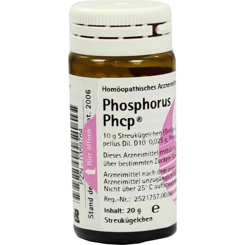 Braunes Glasfl&auml;schchen mit hom&ouml;opathischen Streuk&uuml;gelchen namens Phosphorus Phcp.
