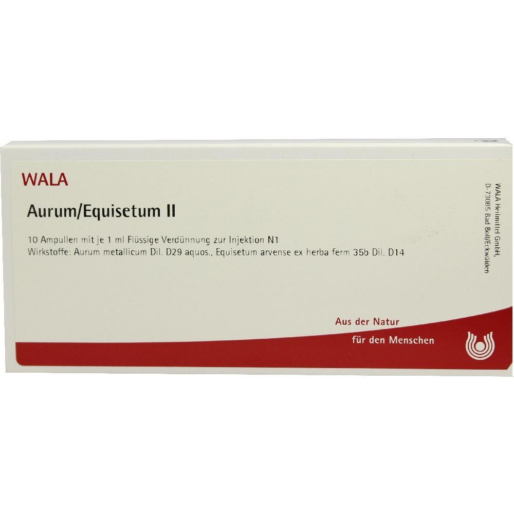 Schachtel von WALA Aurum/Equisetum II Ampullen f&uuml;r Injektionen.