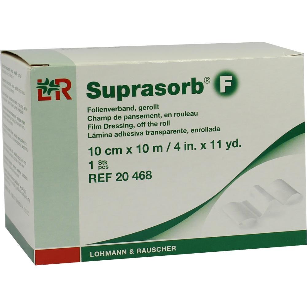 Eine wei&szlig;e Verpackung von Suprasorb F Folienverband in mehreren Sprachen beschriftet.