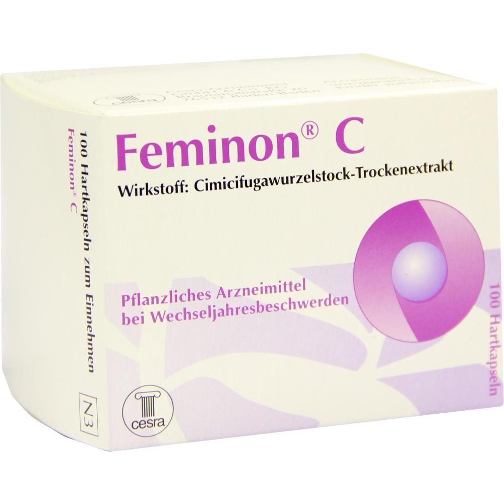 Eine Packung Feminin C Kapseln gegen Wechseljahresbeschwerden.