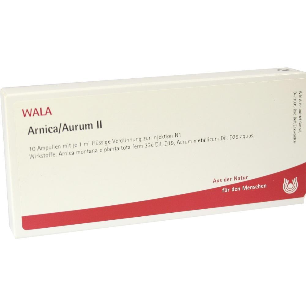 Eine wei&szlig;e Packung mit der Aufschrift "WALA Arnica/Aurum II".