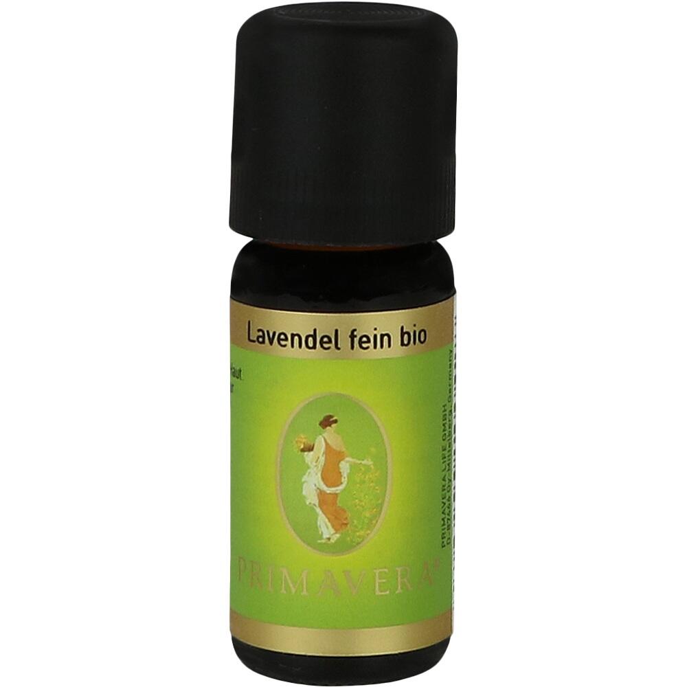 Kleines Fl&auml;schchen mit Lavendel&ouml;l, gr&uuml;ne Etikette.