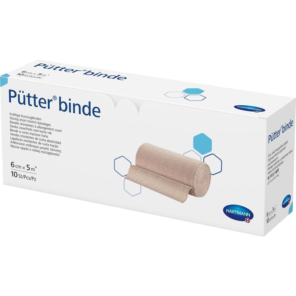 Eine Schachtel mit P&uuml;tter-Binden liegt aufrecht.