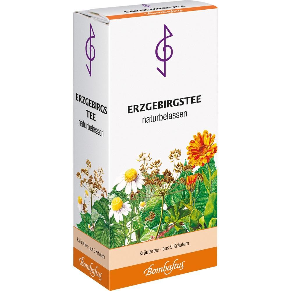 Eine Packung Kr&auml;utertee mit Blumen und Pflanzen auf dem Etikett.