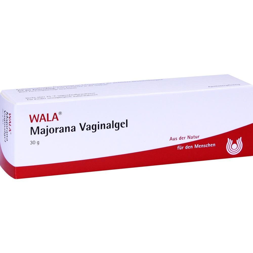 Eine wei&szlig;e Schachtel mit der Aufschrift "WALA Majorana Vaginalgel".
