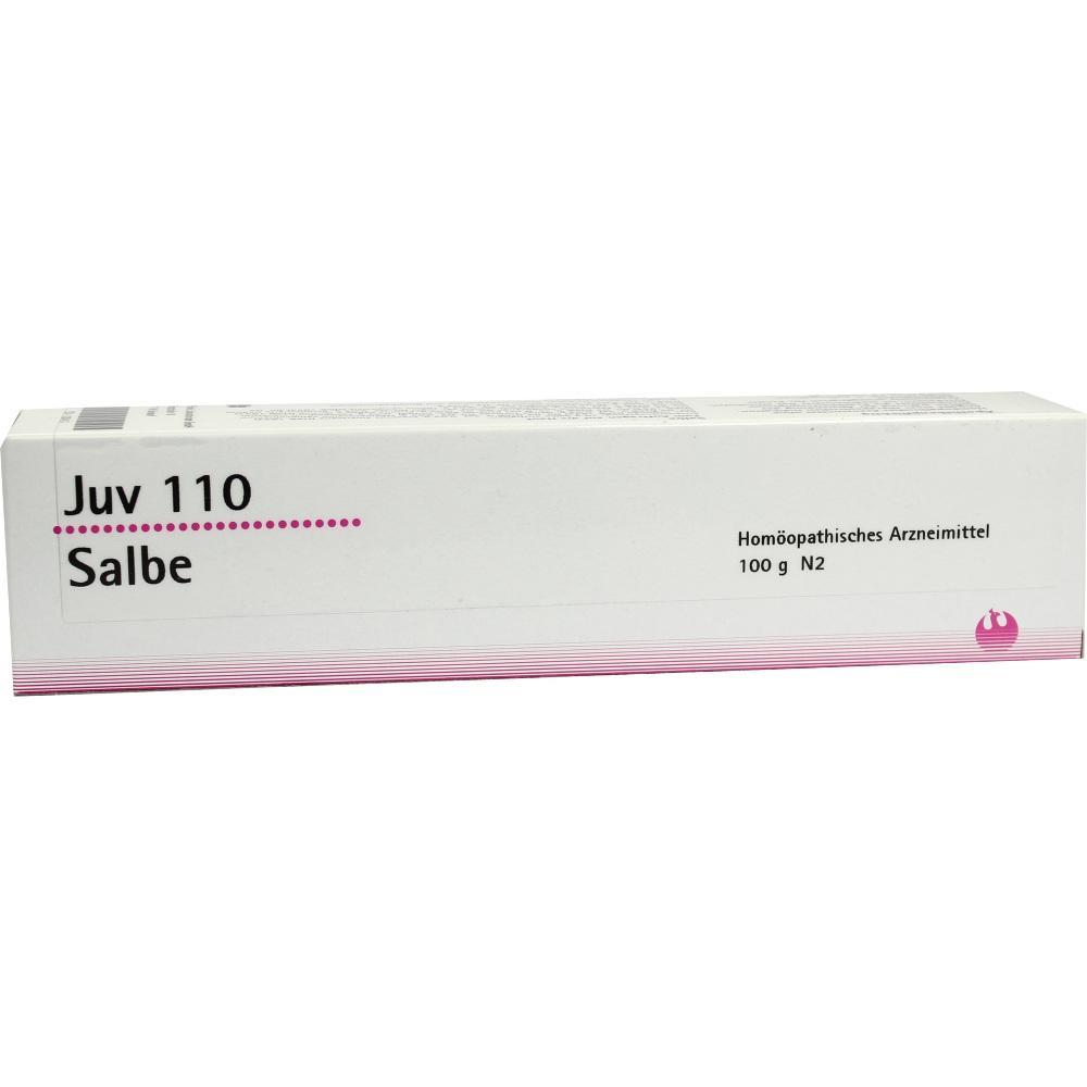 Eine Packung Juv 110 Salbe, ein hom&ouml;opathisches Arzneimittel.