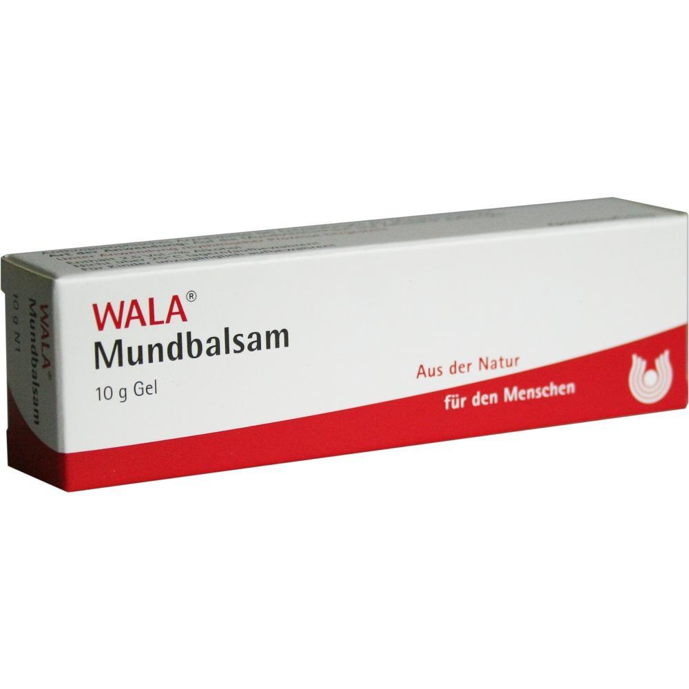 Eine wei&szlig;e und rote Verpackung mit der Aufschrift "WALA Mundbalsam".