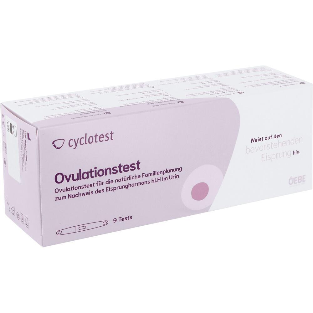 Eine lilafarbene Schachtel mit Ovulationstests f&uuml;r Eisprungnachweis.