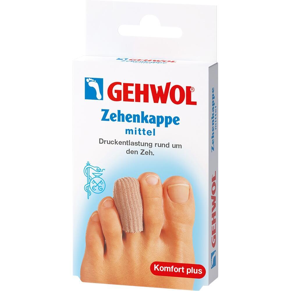 Eine Verpackung zeigt eine Zehenkappe auf einem Fu&szlig;.