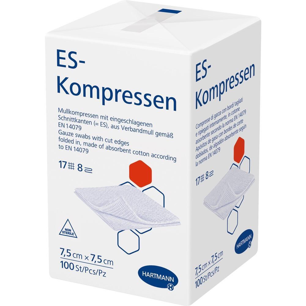 Eine Packung mit 100 Mullkompressen von Hartmann.