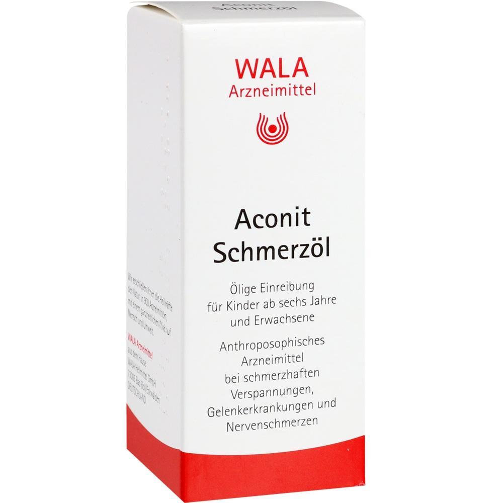 Verpackung von Aconit Schmerz&ouml;l zur Linderung von Schmerzen und Verspannungen.