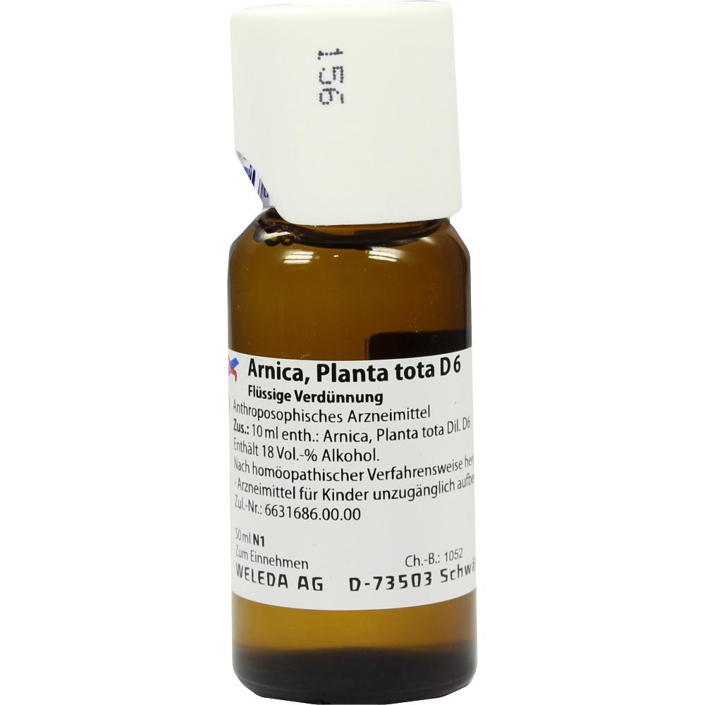 Braune Flasche mit wei&szlig;em Etikett f&uuml;r hom&ouml;opathisches Arnica-Mittel.
