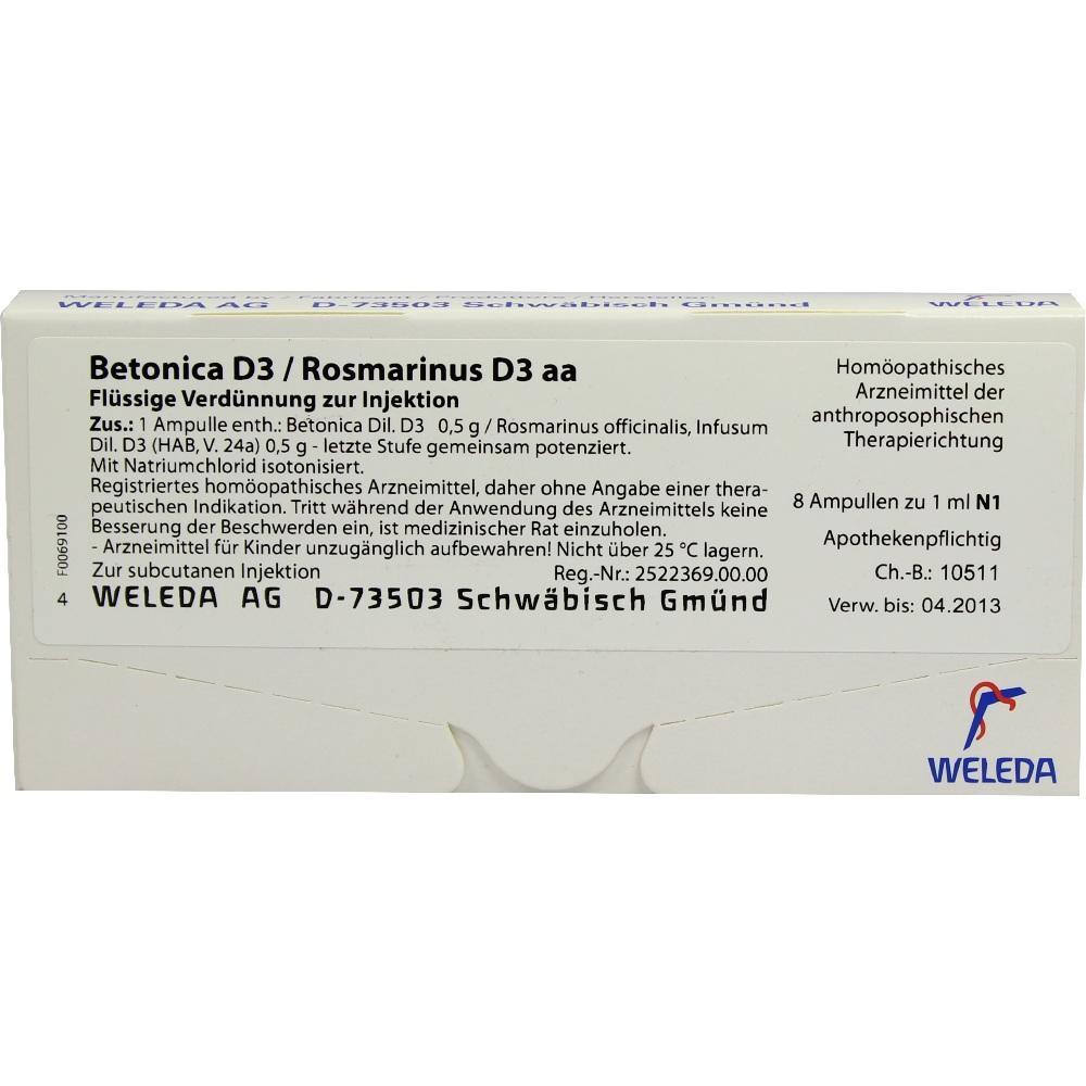 Schachtel mit hom&ouml;opathischen Injektionsampullen von Weleda, beschrieben auf Deutsch.