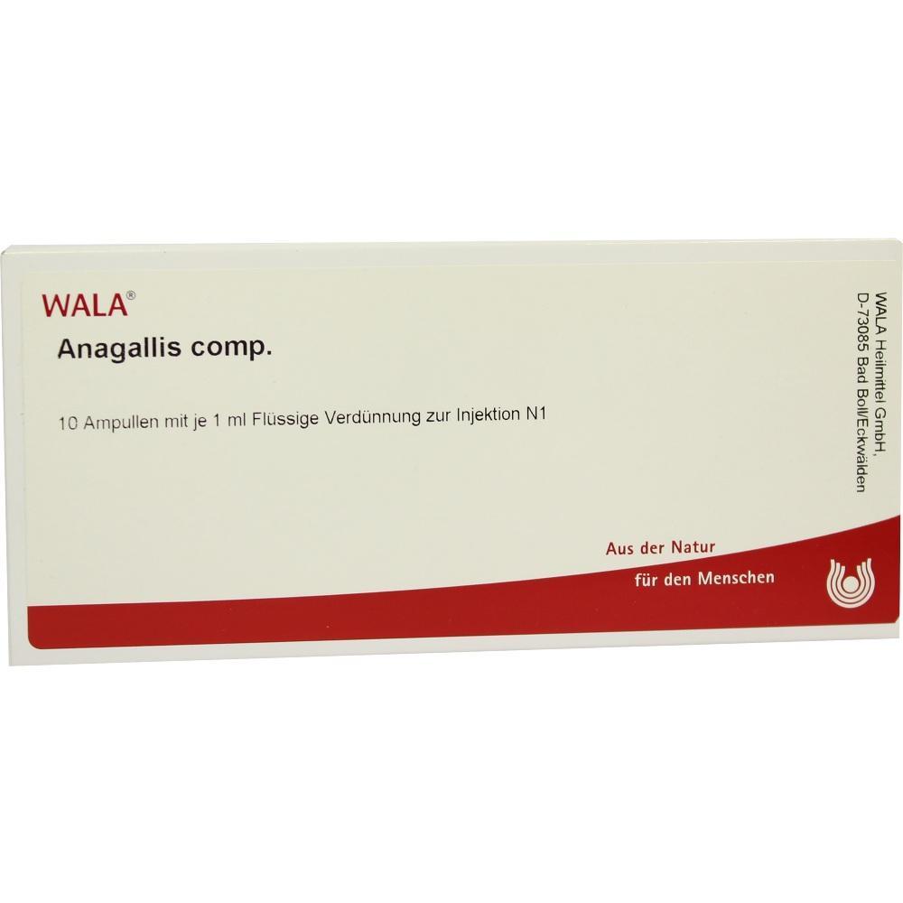 Verpackung von WALA Anagallis comp. mit 10 Ampullen zur Injektion.
