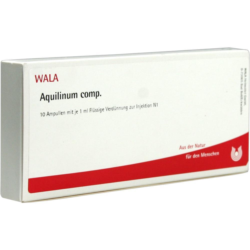 Wei&szlig;e Verpackung mit der Aufschrift "WALA Aquilinum comp." f&uuml;r Injektionen.