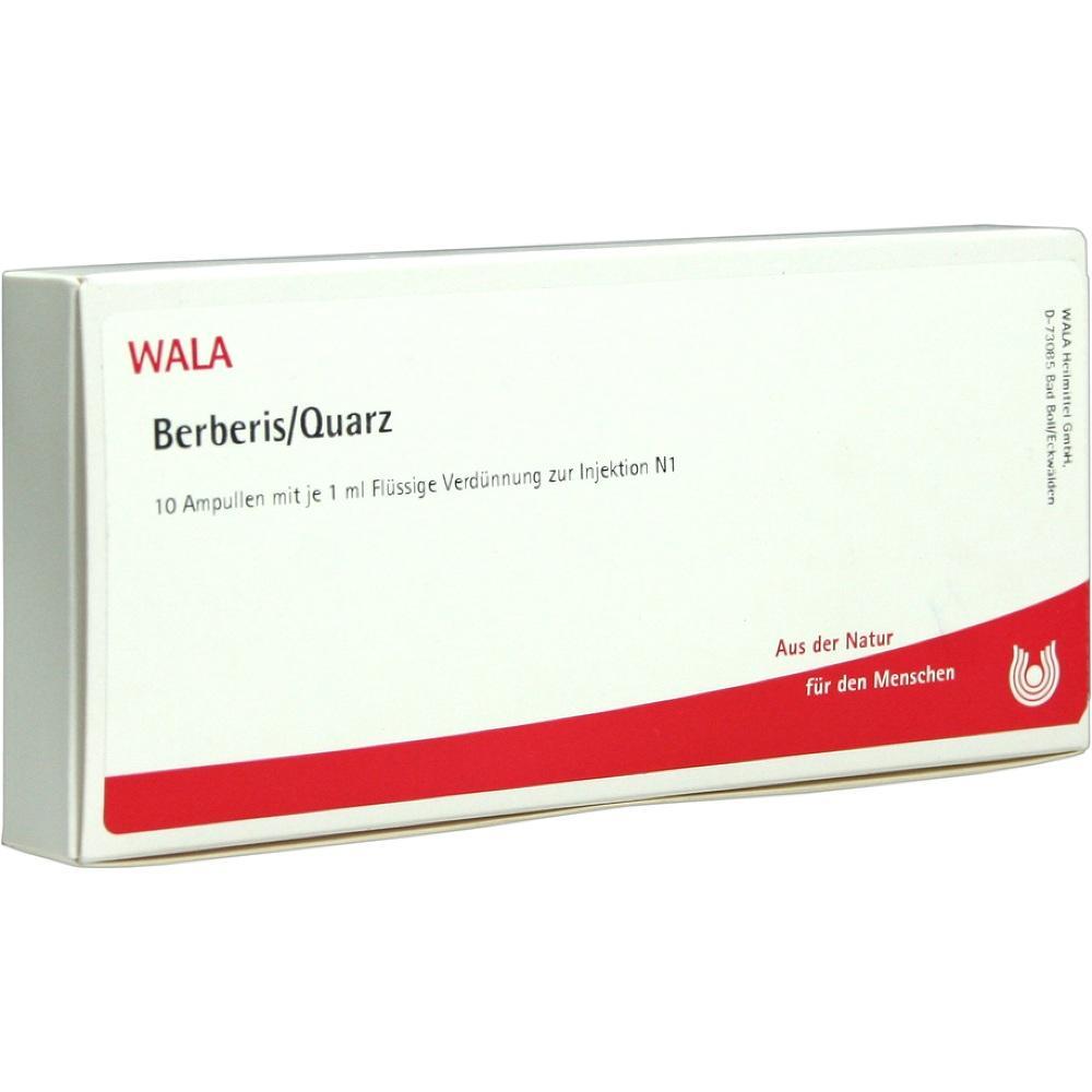 Eine Packung mit 10 Ampullen Berberis/Quarz zur Injektion.