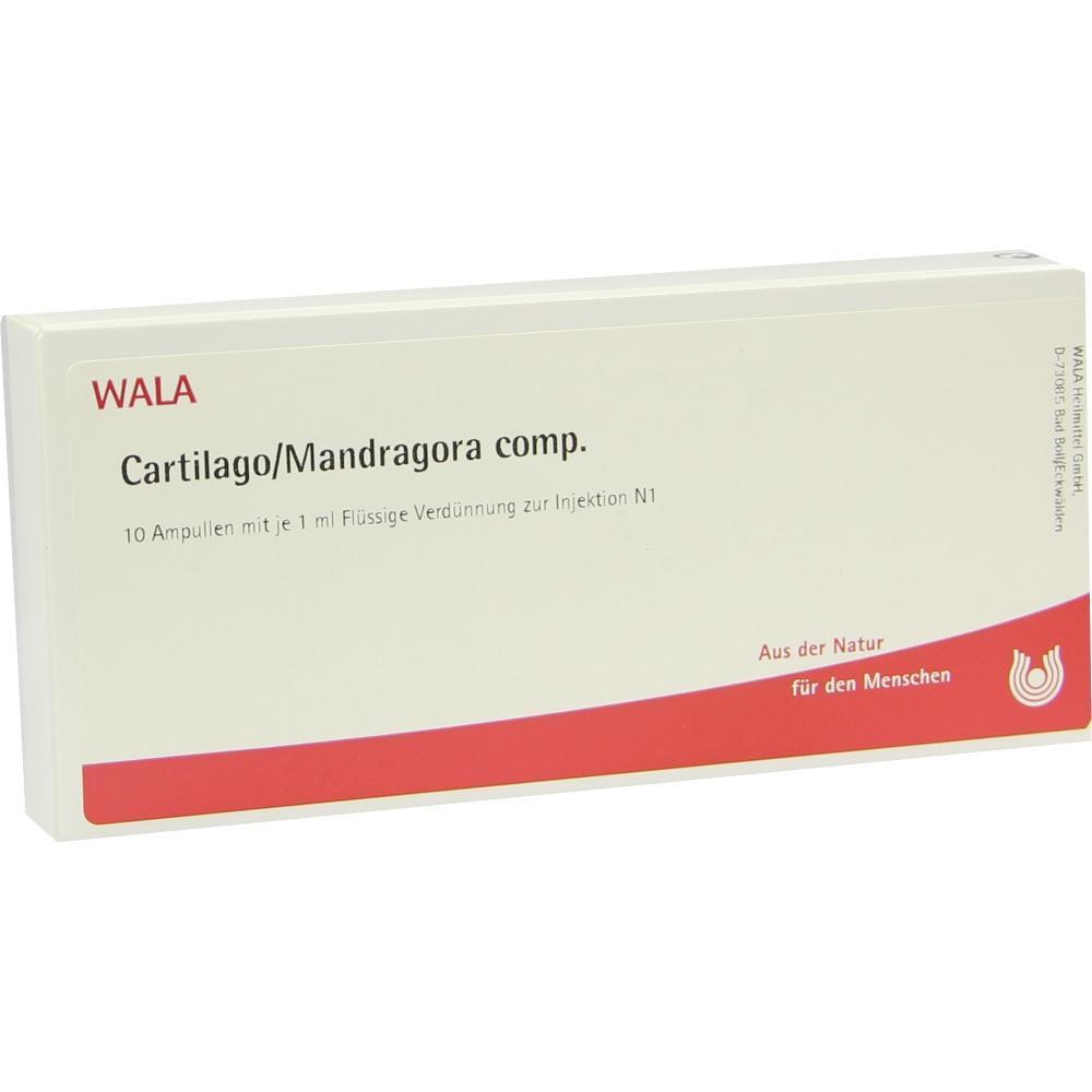Eine wei&szlig;e Schachtel mit der Aufschrift "WALA Cartilago/Mandragora comp.".