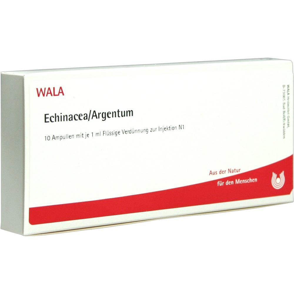 Eine Packung mit 10 Ampullen der Marke WALA, Echinacea/Argentum f&uuml;r Injektionen.