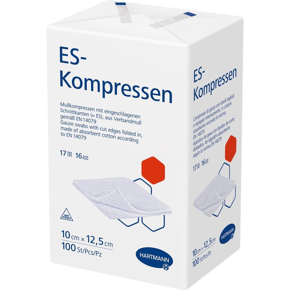 Eine Packung mit 100 ES-Kompressen aus Mull.