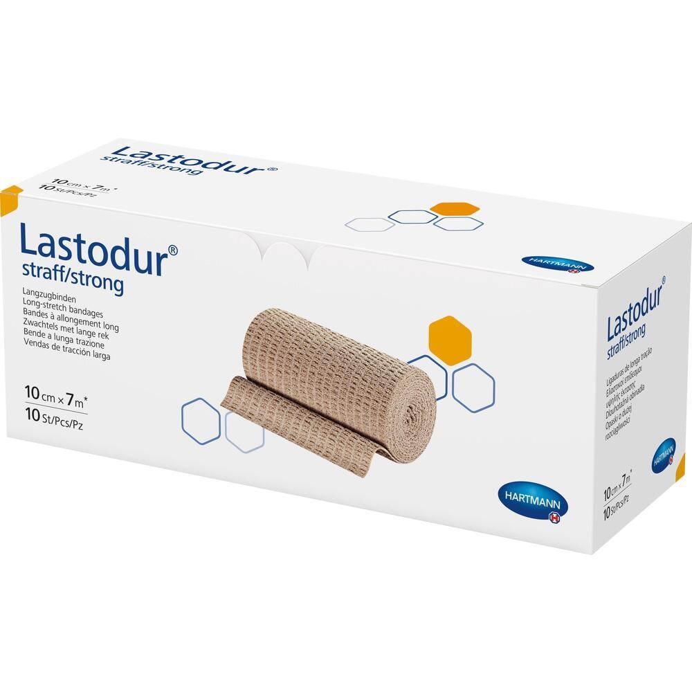 Eine Verpackung mit elastischen Binden von Lastodur ist abgebildet.