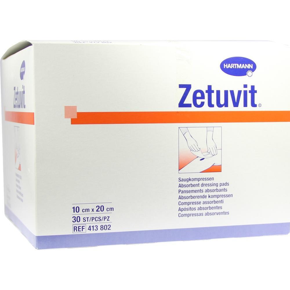 Eine Packung Zetuvit-Saugkompressen von Hartmann, 10x20 cm, 30 St&uuml;ck.