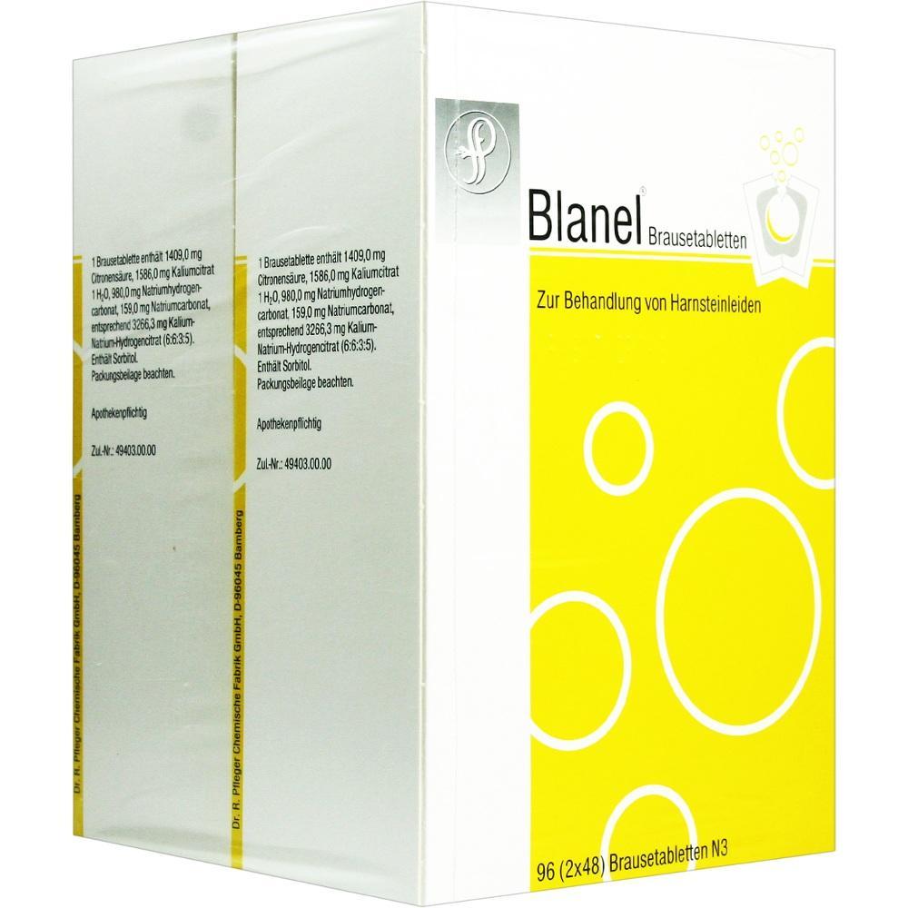 Eine gelbe Verpackung mit Brausetabletten zur Behandlung von Harnsteinen.