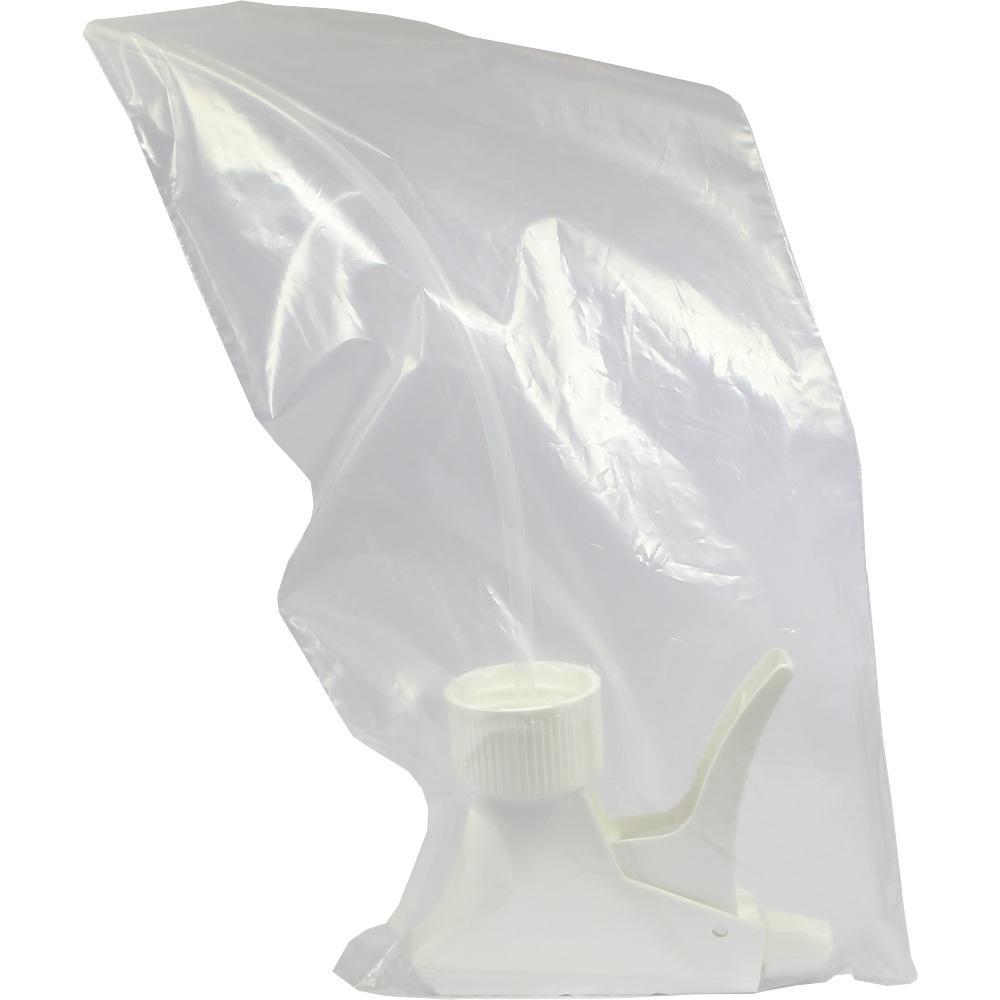 Eine wei&szlig;e Spr&uuml;hd&uuml;se mit Schlauch ist in einer durchsichtigen Plastikt&uuml;te verpackt.
