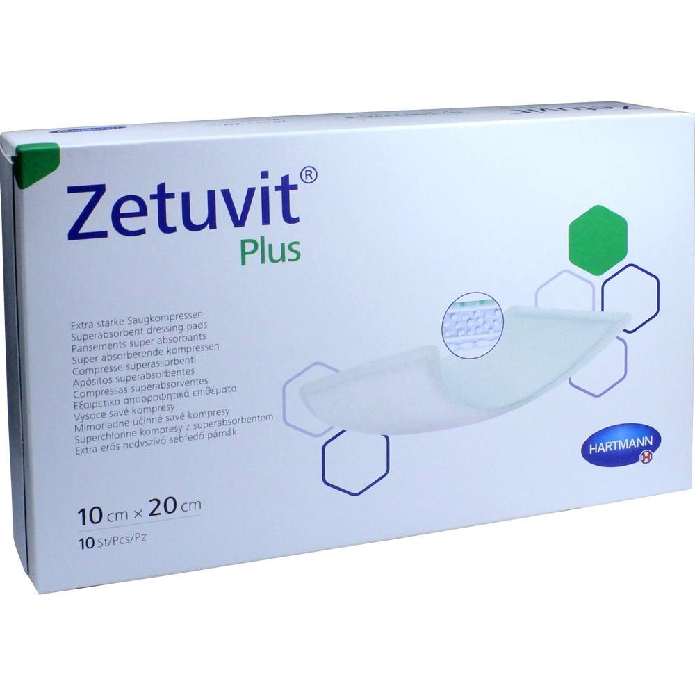 Verpackung von Zetuvit Plus mit superabsorbierenden Kompressen, 10 St&uuml;ck.