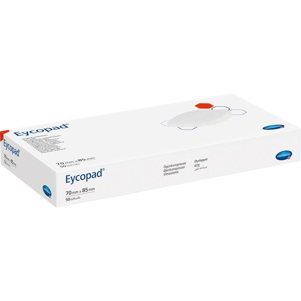 Wei&szlig;e Verpackung mit der Aufschrift "Eycopad", einem Produkt f&uuml;r Augenkompressen.