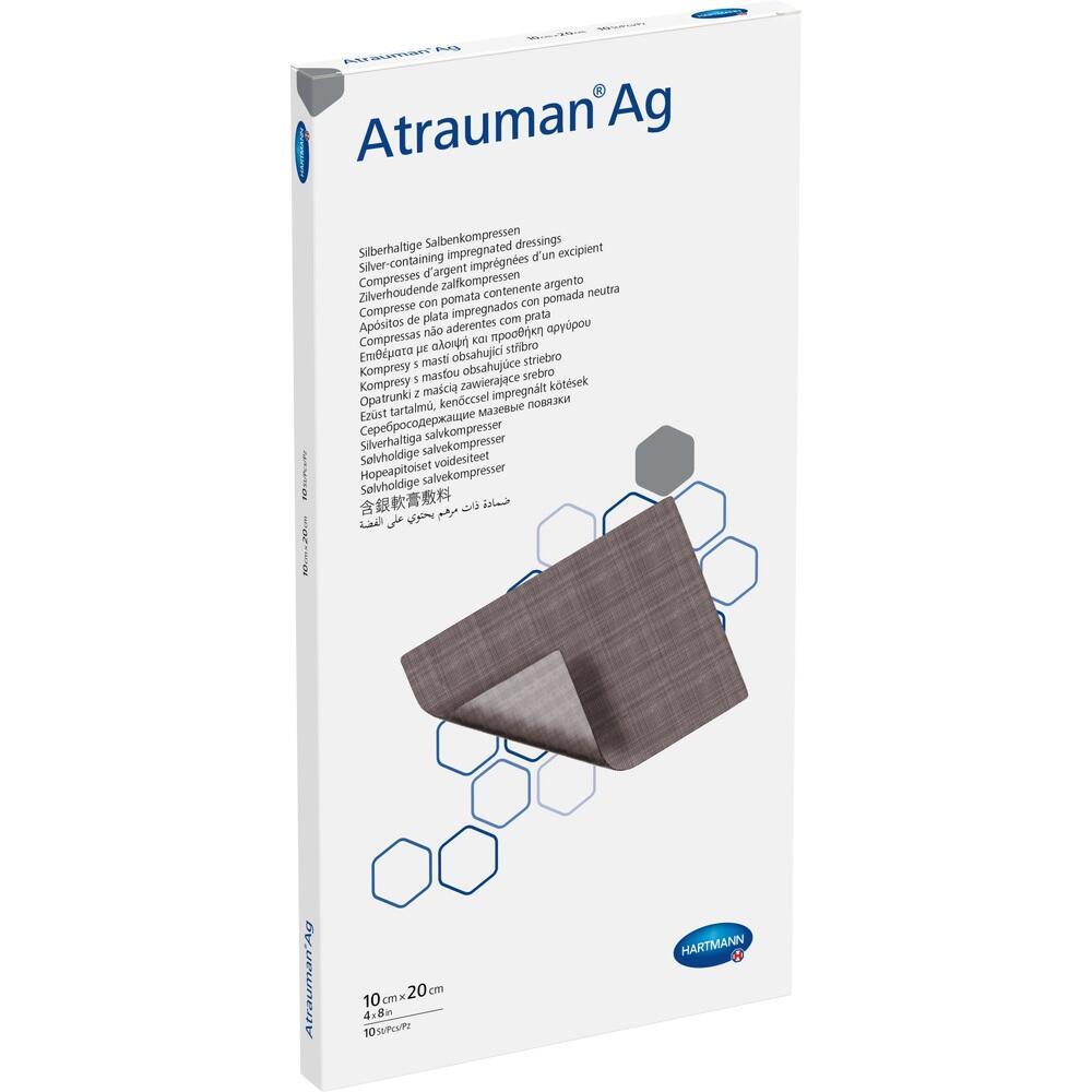 Verpackung einer silberhaltigen Wundkompresse mit der Aufschrift "Atrauman Ag".