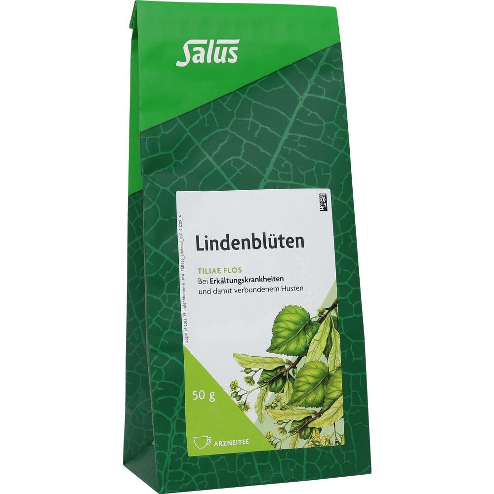 Gr&uuml;ne Verpackung mit Lindenbl&uuml;ten-Tee gegen Erk&auml;ltung und Husten.
