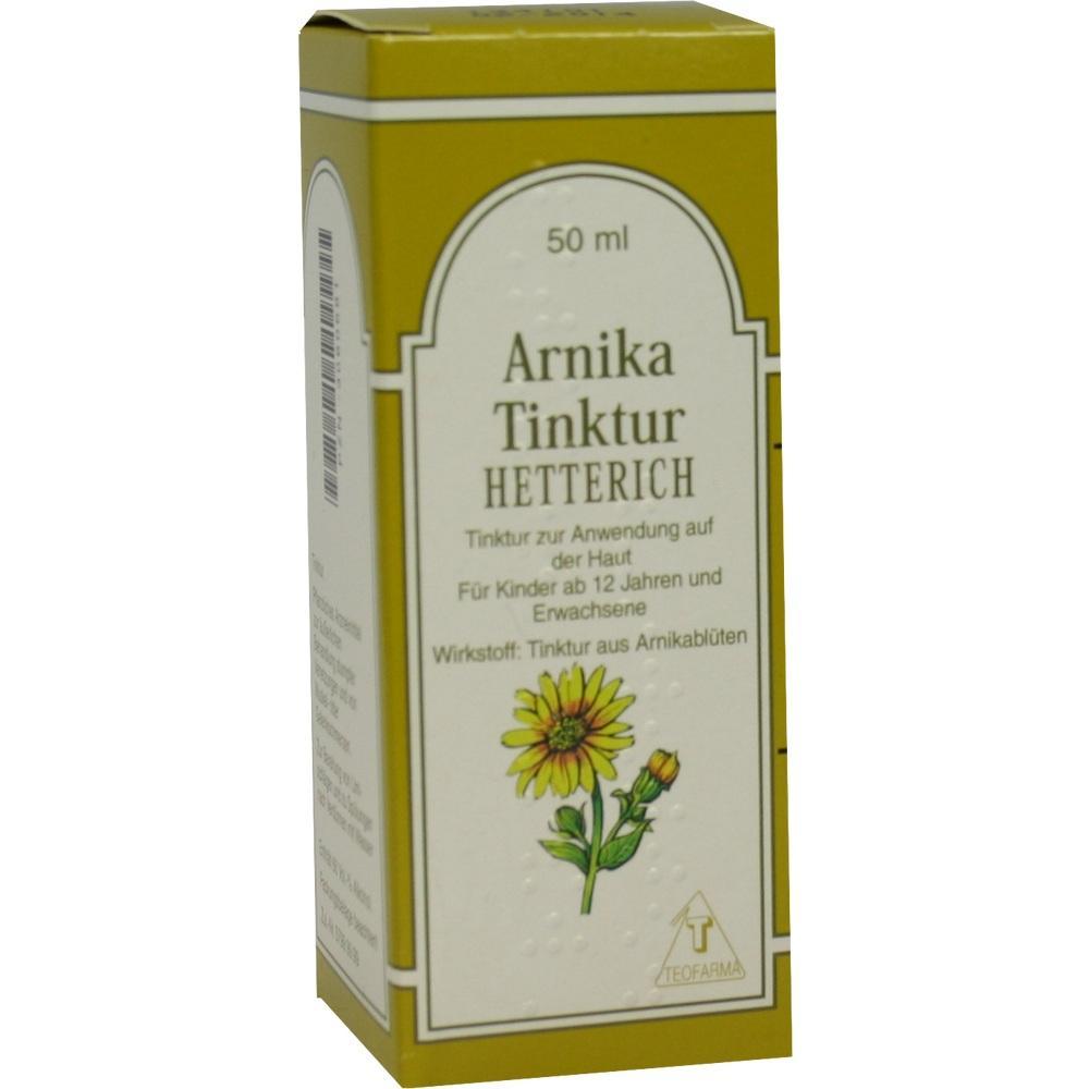 Gelbe Verpackung einer Arnika-Tinktur zur Hautanwendung.