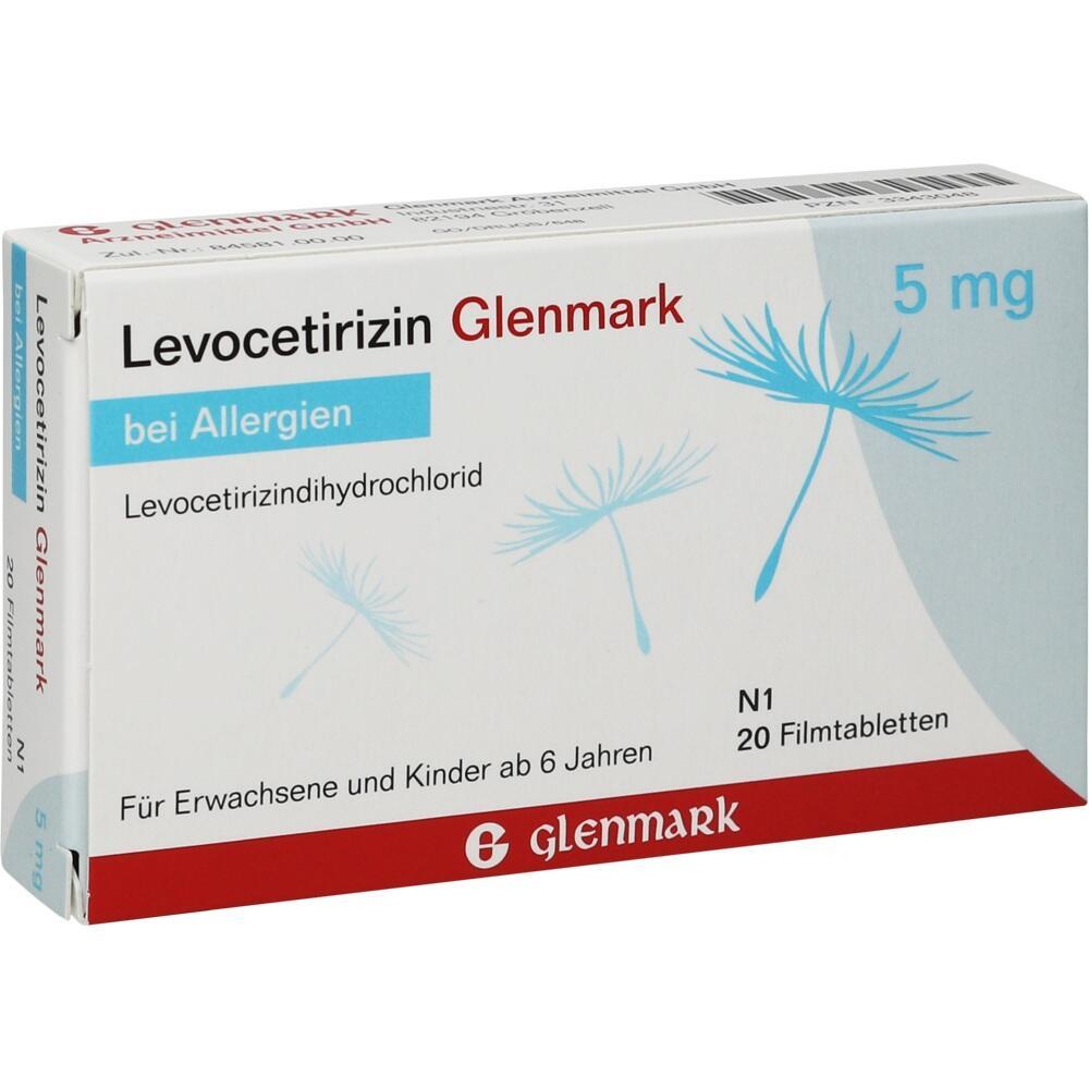 Eine Medikamentenpackung mit der Aufschrift "Levocetirizin bei Allergien".