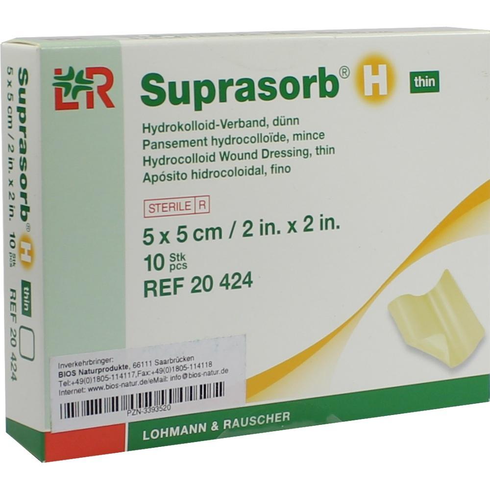 Verpackung eines d&uuml;nnen Hydrokolloid-Verbands der Marke Suprasorb H.