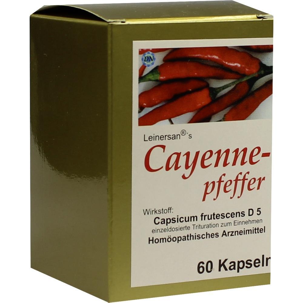 Eine braune Schachtel mit Cayennepfeffer-Kapseln und einem Bild von roten Chilischoten darauf.