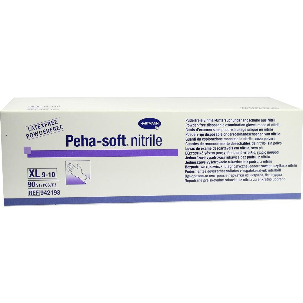 Eine Packung Einweghandschuhe aus Nitril, Gr&ouml;&szlig;e XL, puderfrei.