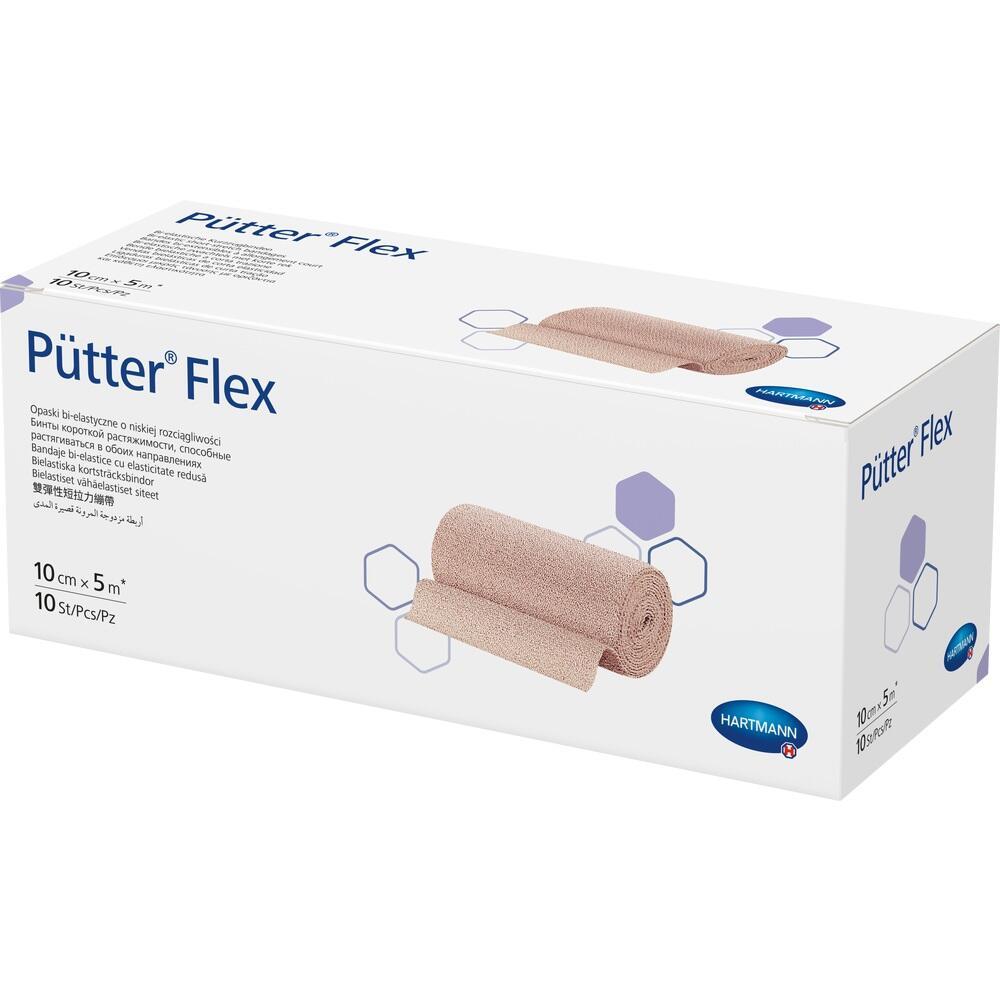 Eine Packung mit elastischen, hautfarbenen Bandagen der Marke "P&uuml;tter Flex".
