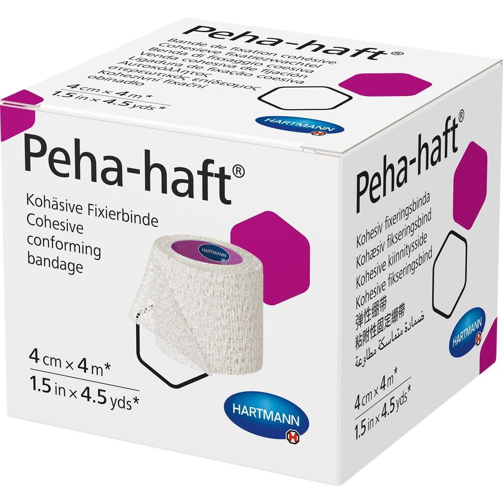 Eine wei&szlig;e Schachtel mit der Aufschrift "Peha-haft" enth&auml;lt eine elastische Fixierbinde.