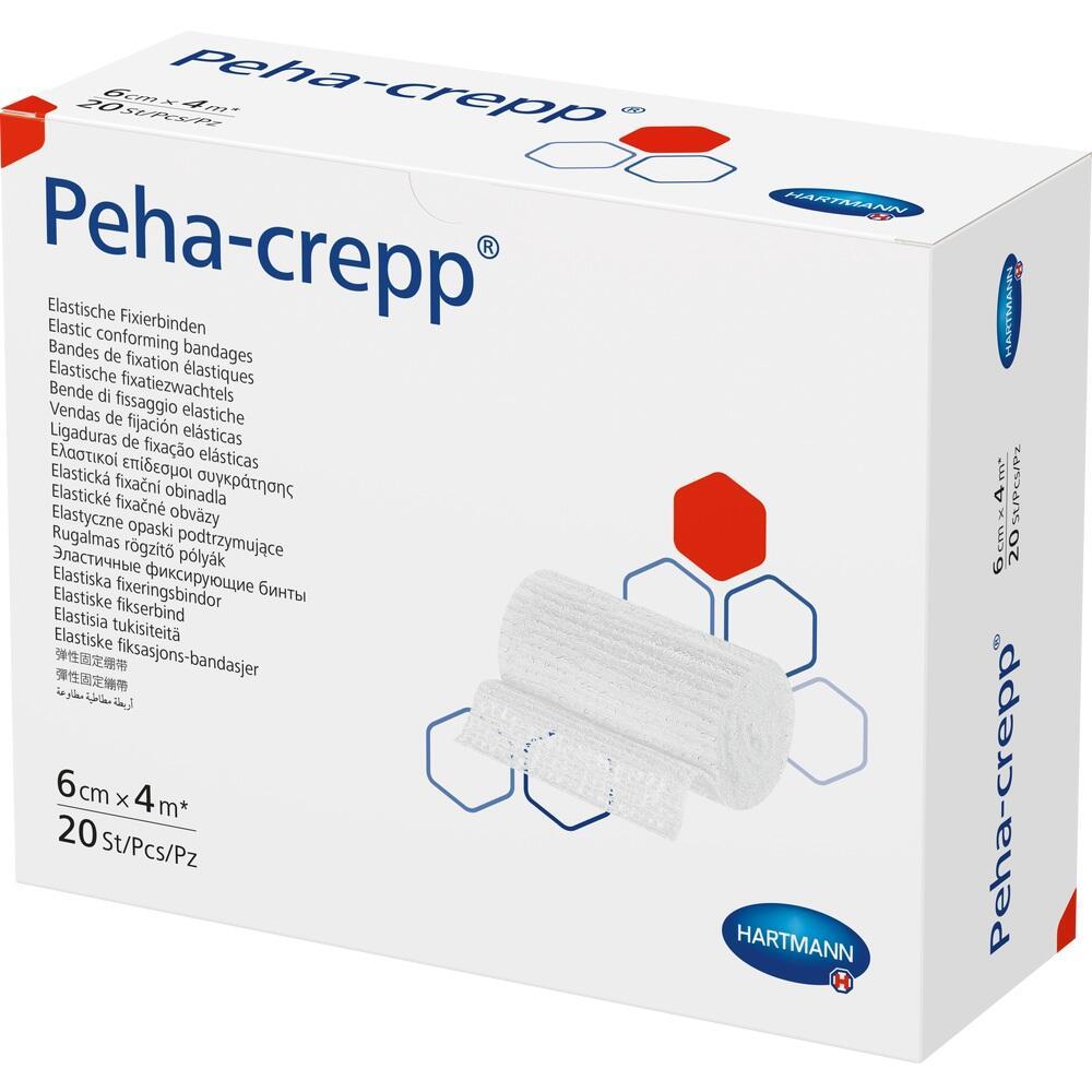 Eine Schachtel mit elastischen Verbandrollen der Marke Peha-crepp.
