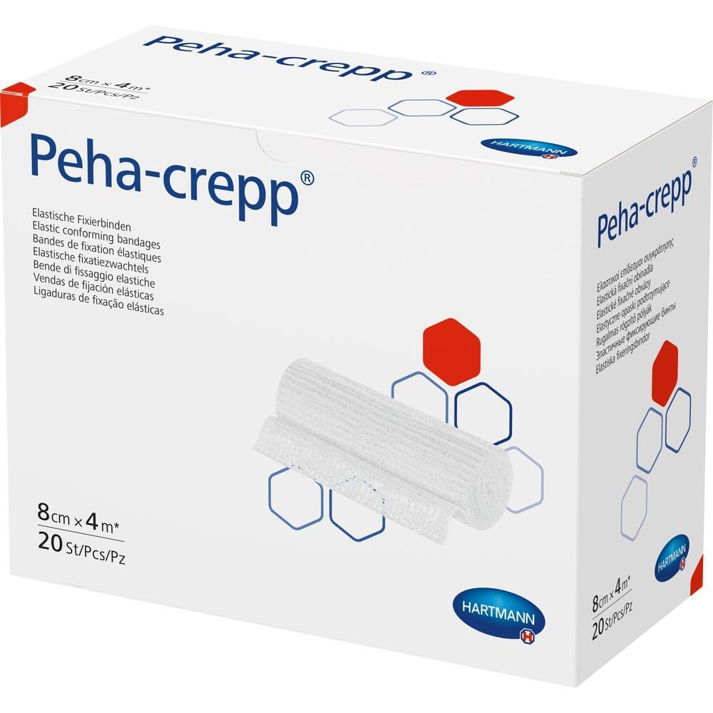 Auf dem Bild ist eine Verpackung von elastischen Fixierbinden der Marke Peha-crepp zu sehen.