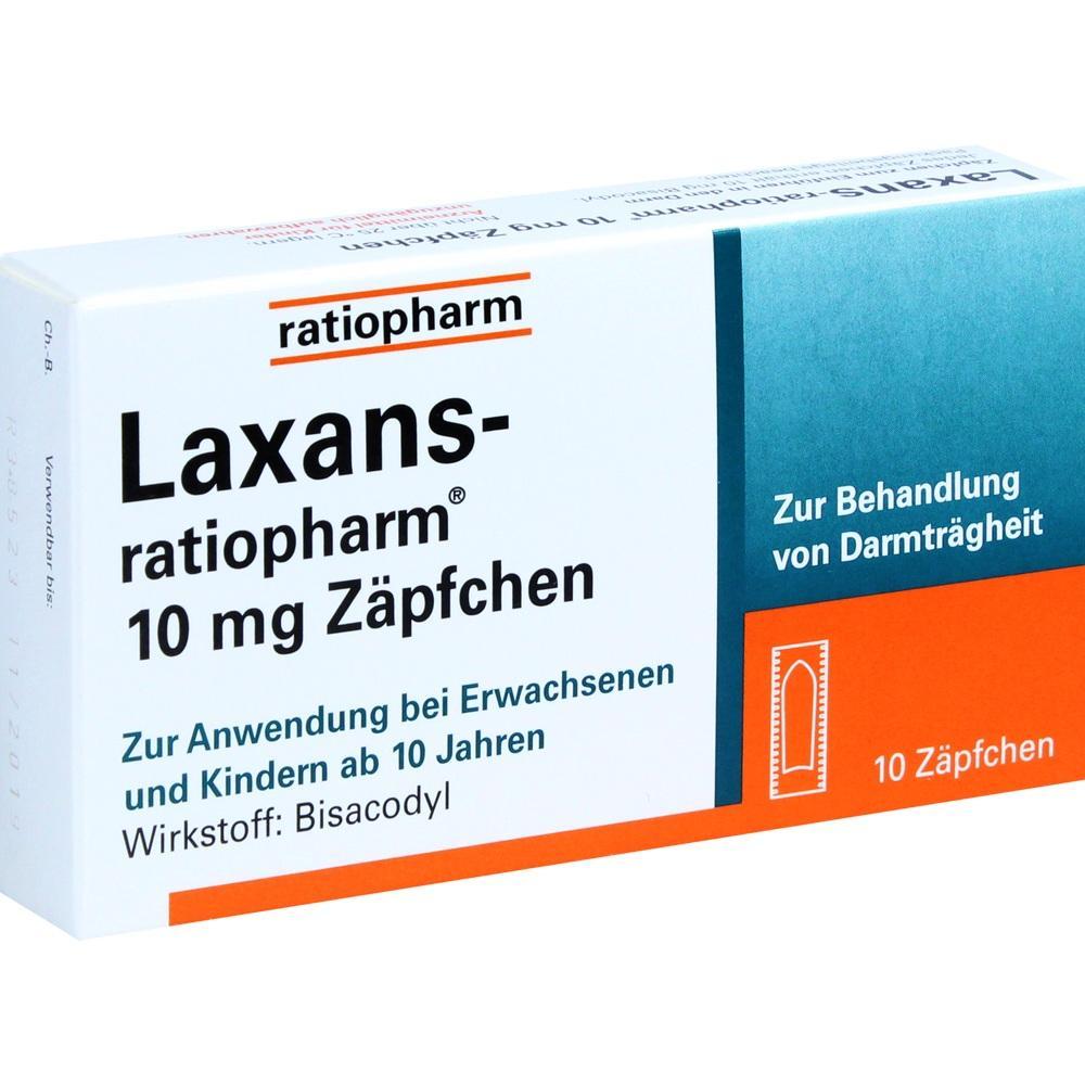 Verpackung von Abf&uuml;hrmittel-Z&auml;pfchen f&uuml;r Erwachsene und Kinder ab 10 Jahren.
