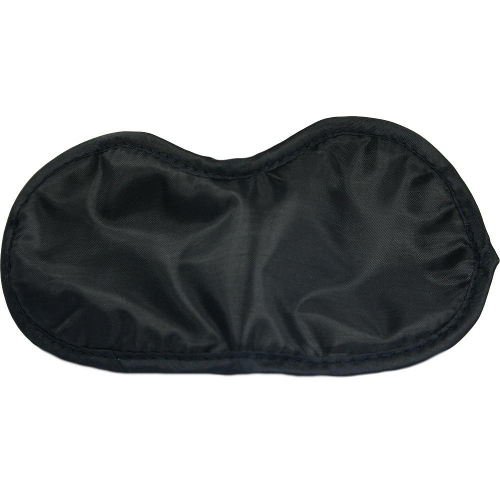 Schwarze Schlafmaske aus Stoff, die gut f&uuml;r Dunkelheit sorgt.