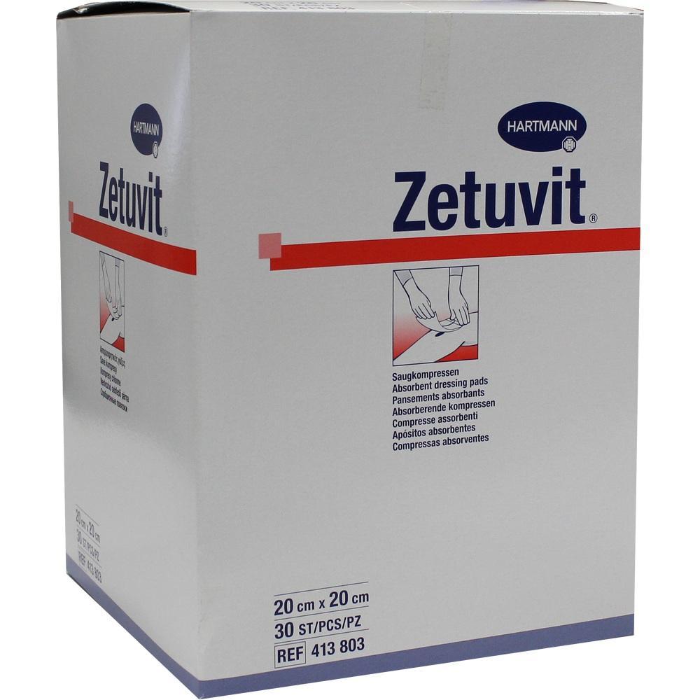 Eine wei&szlig;e Box mit dem Aufdruck "Zetuvit" f&uuml;r Saugkompressen.