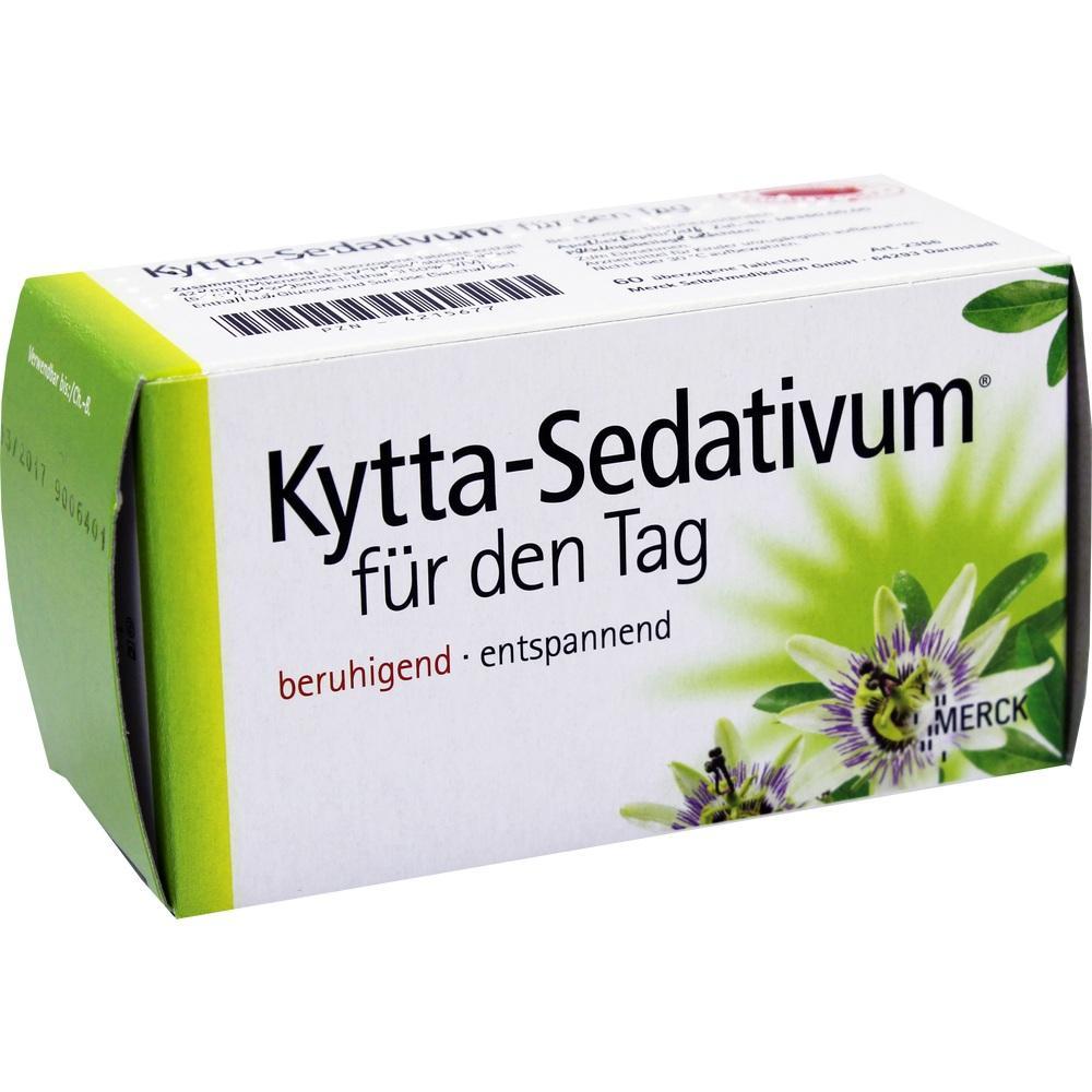 Eine gr&uuml;ne Schachtel mit der Aufschrift "Kytta-Sedativum" und einer Passionsblume.