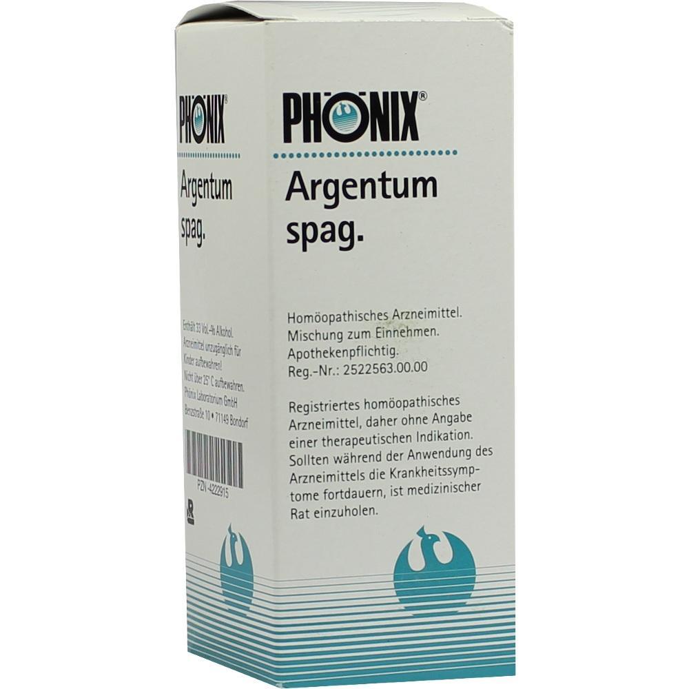 Wei&szlig;e Arzneimittelverpackung mit dem Aufdruck "Ph&ouml;nix Argentum spag." drauf.
